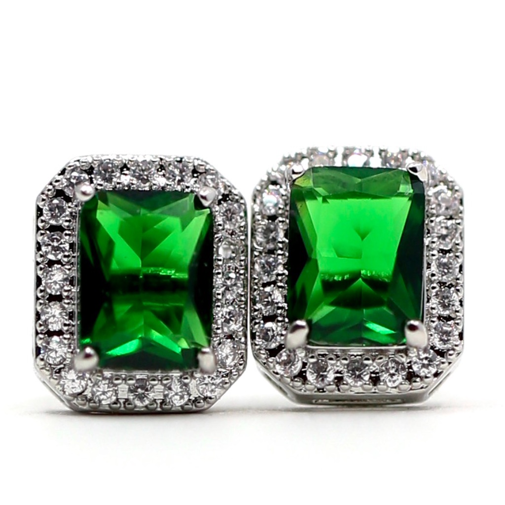 The Grinch 18k Gold Dipped Halo Green Topaz Studs 45$